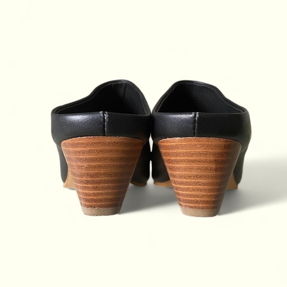 Monk & Lou Summer Genuine Leather Pointed Toe Black Shoes Heel Size 37 - Picture 4 of 7